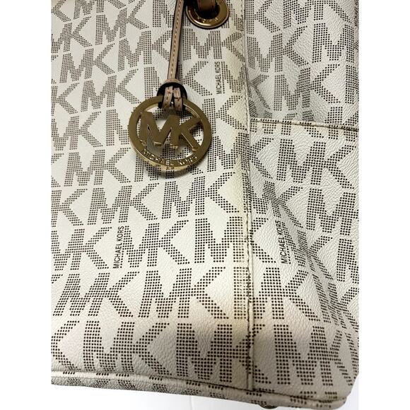 Michael Kors Monogram Tote Bag – Light Beige – Classic Everyday Style - Picture 4 of 8